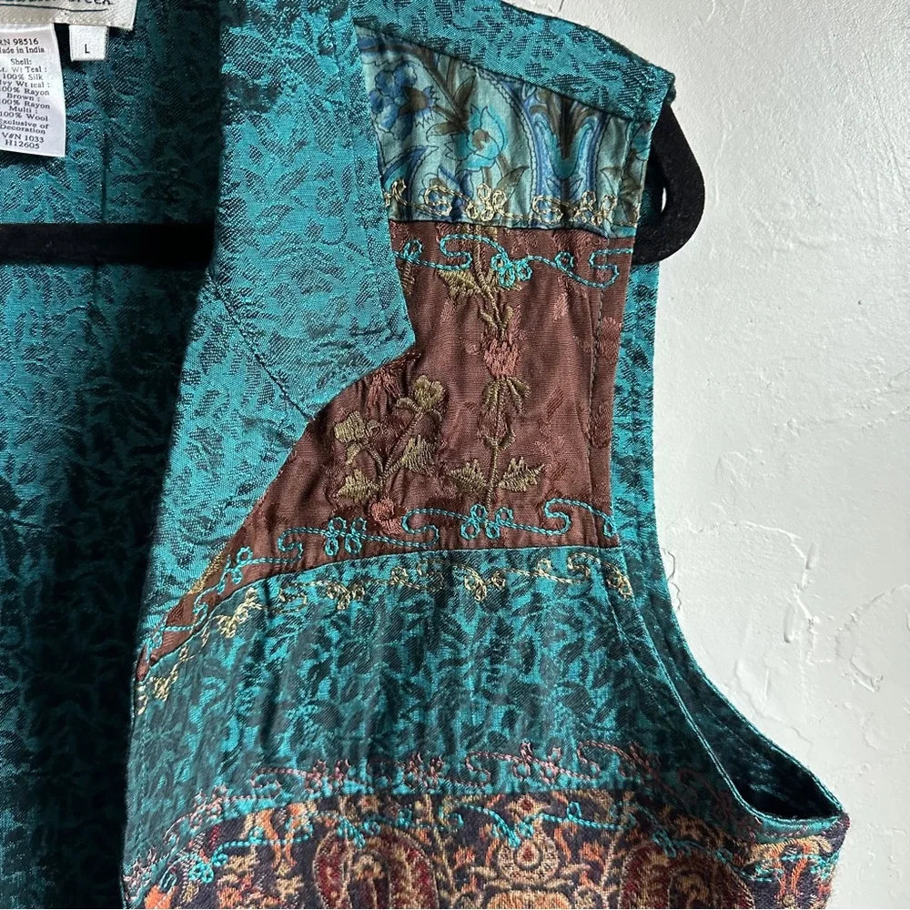 Vintage Coldwater Creek Tapestry Vest Bohemian Boho Artsy Chic Paisley Sz L Silk